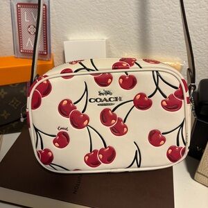 Coach Cherry Pattern Crossbody Bag - Cream and Red